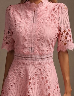Foto 5 | Vestido Tsukko De Encaje Rosa Con Mangas Largas Con Volantes Para Mujer - Venta Internacional.