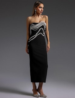 Foto 2 | Vestido De Fiesta Bella Barnett Splendid Negro Sin Tirantes - Venta Internacional.