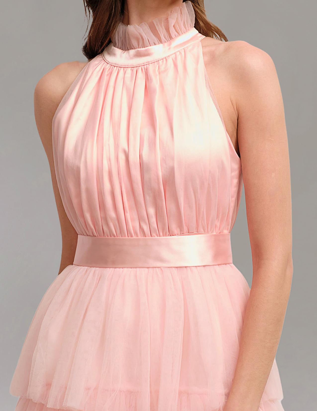 Foto 7 pulgar | Vestido Bella Barnett De Tul Rosa Sin Mangas Para Mujer - Venta Internacional.