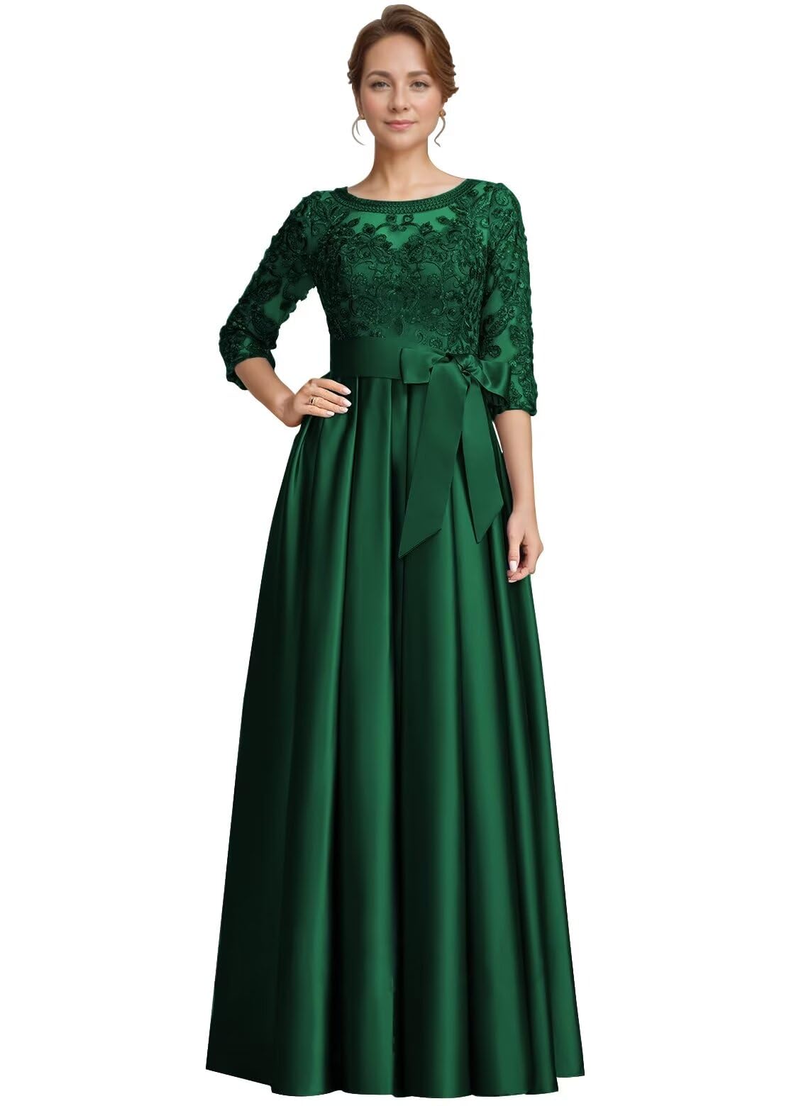 Foto 2 pulgar | Vestido Raomiao Para Madre Del Novio, Aplique De Encaje Satinado - Venta Internacional.