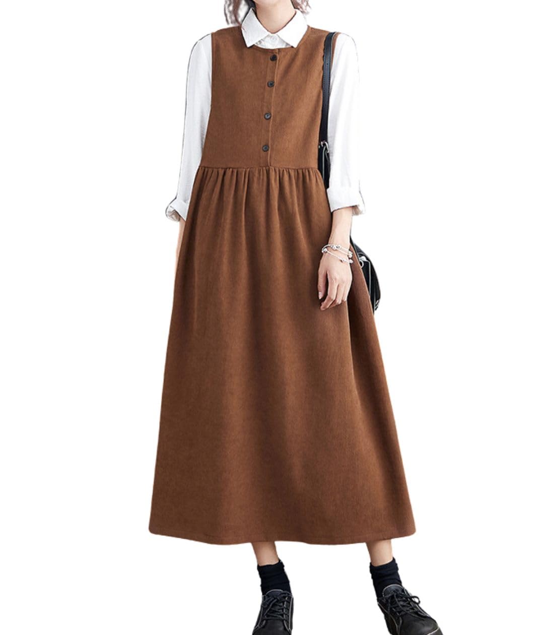 Foto 2 pulgar | Vestido General Chouyatou Para Mujer, Pana, Sin Mangas, Marrón - Venta Internacional.