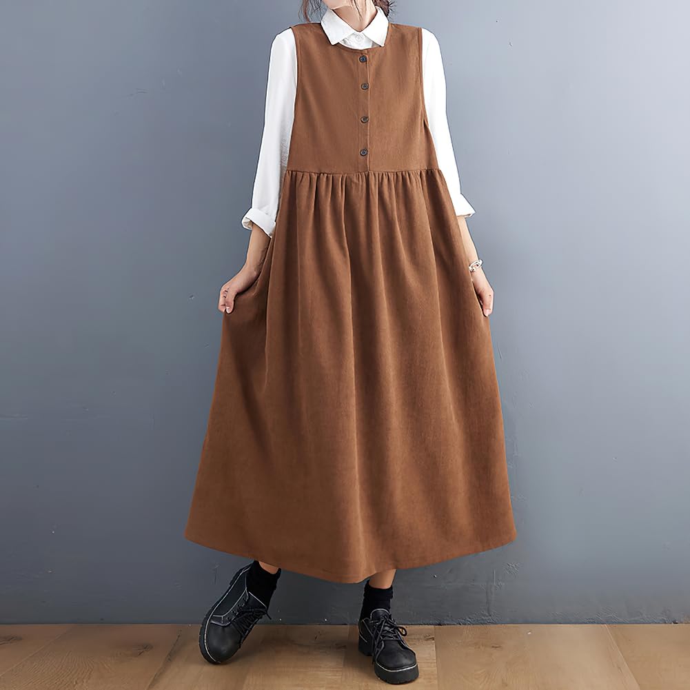 Foto 5 pulgar | Vestido General Chouyatou Para Mujer, Pana, Sin Mangas, Marrón - Venta Internacional.