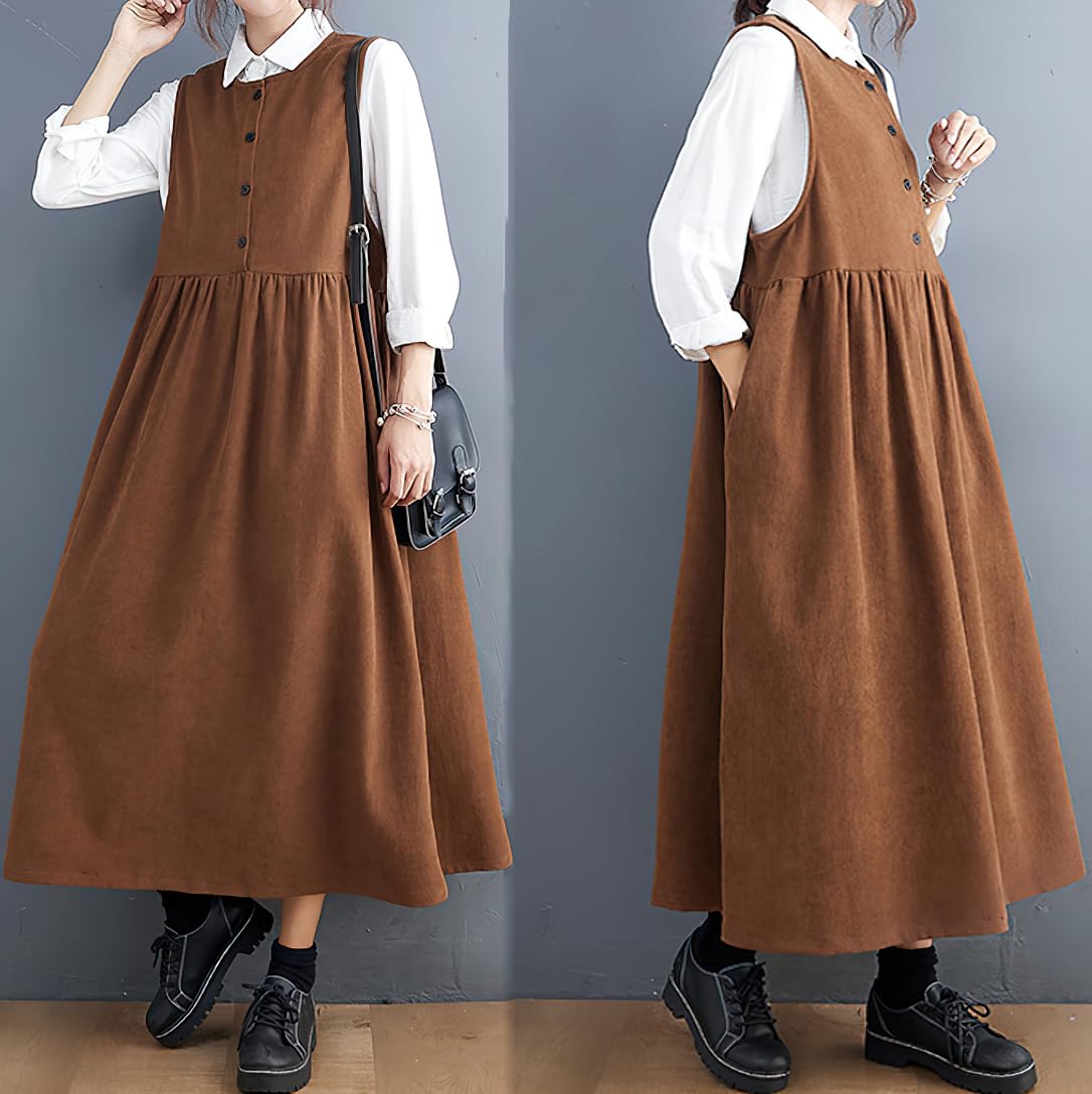 Foto 6 | Vestido General Chouyatou Para Mujer, Pana, Sin Mangas, Marrón - Venta Internacional.
