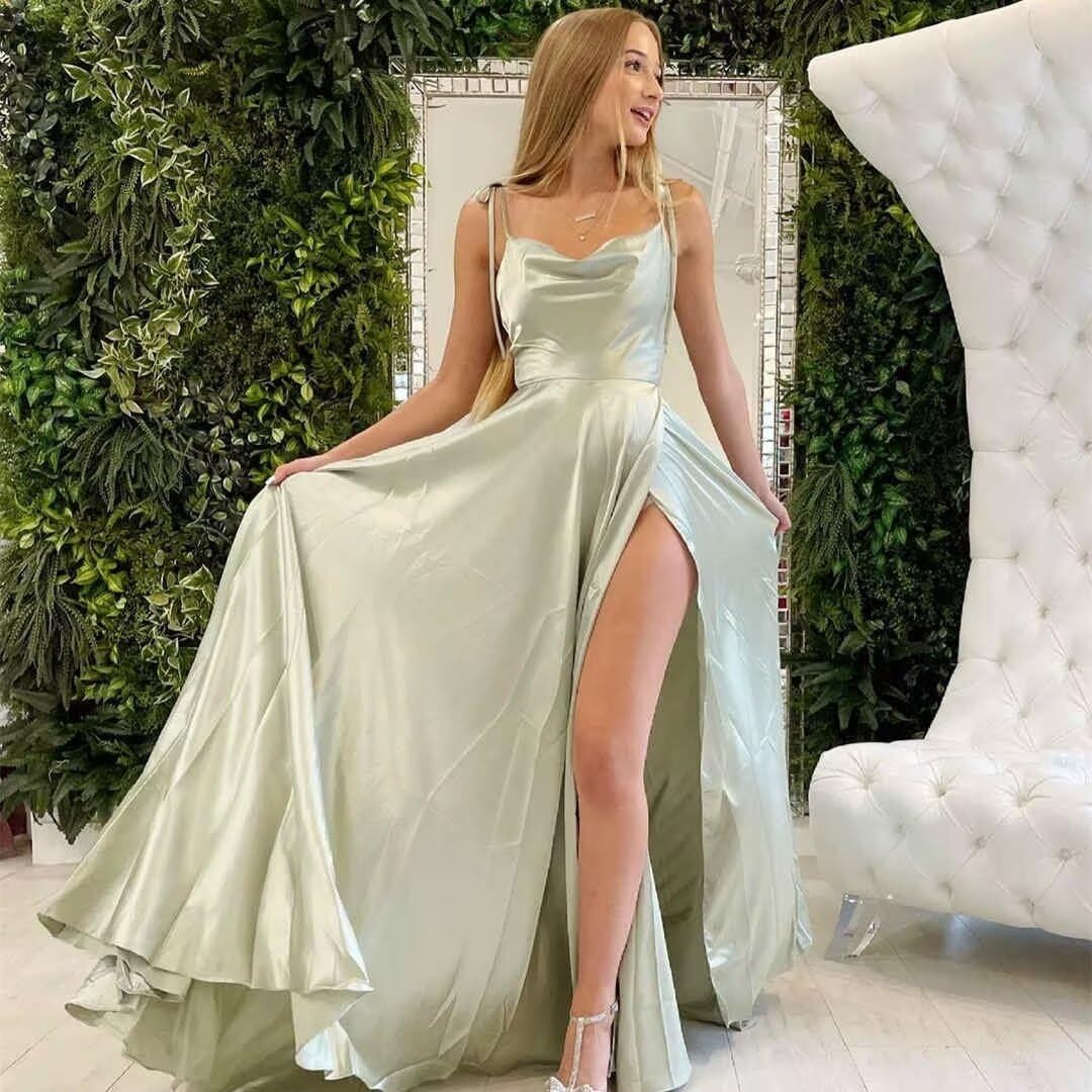 Foto 8 pulgar | Vestido De Fiesta Monvelli De Satén Con Cuello Vuelto, Sin Espalda Y Abertura, Blanco - Venta Internacional.