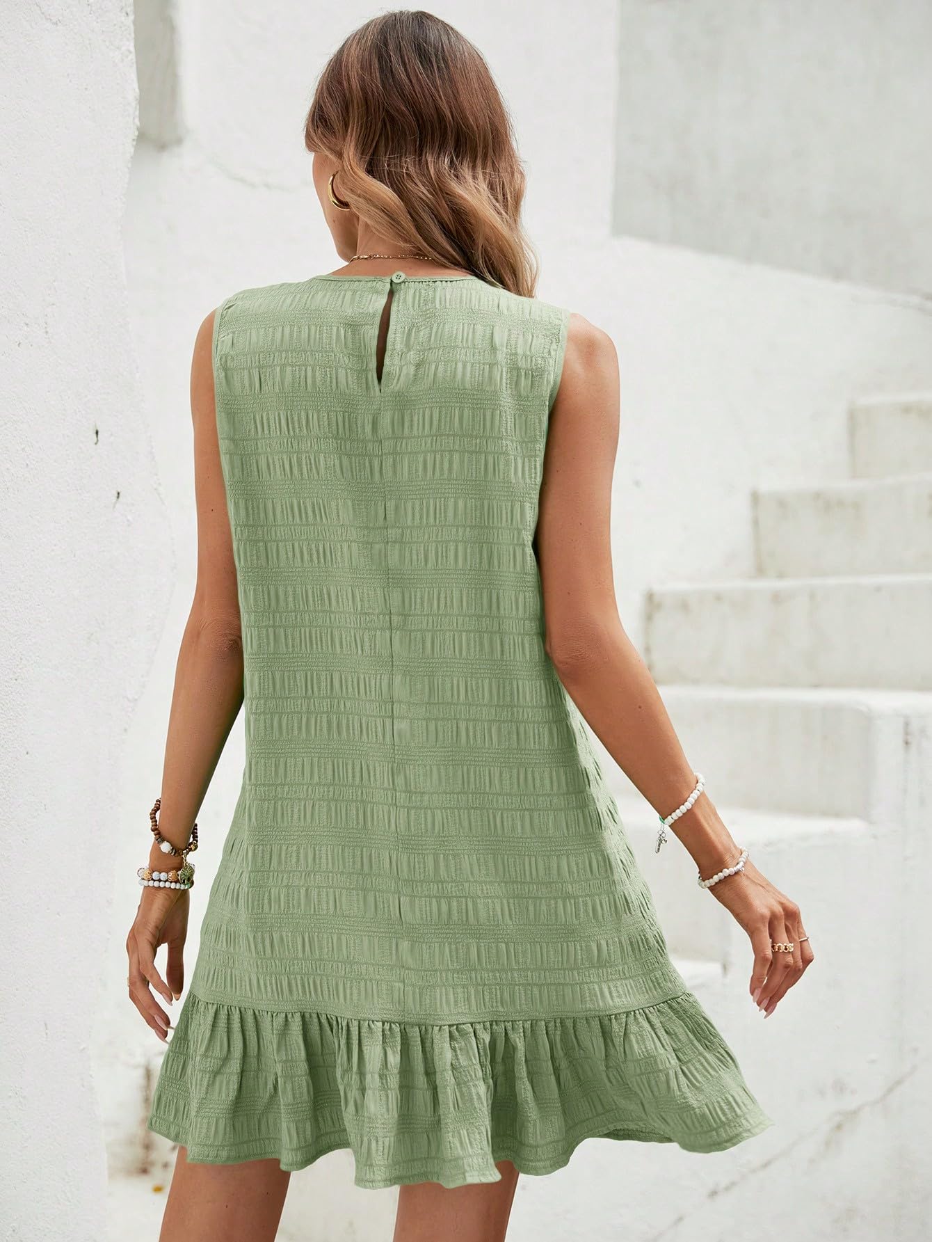 Foto 4 pulgar | Vestido Soly Hux Vestido Sin Mangas Con Dobladillo Con Volantes Para Mujer - Venta Internacional.