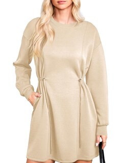 Foto 1 | Minivestido Casual Dokotoo Con Cordones Y Cintura Color Albaricoque - Venta Internacional.