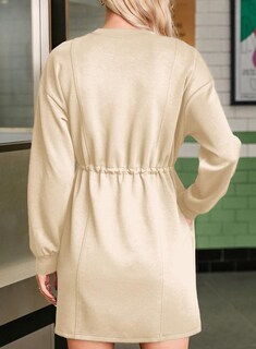 Foto 5 | Minivestido Casual Dokotoo Con Cordones Y Cintura Color Albaricoque - Venta Internacional.