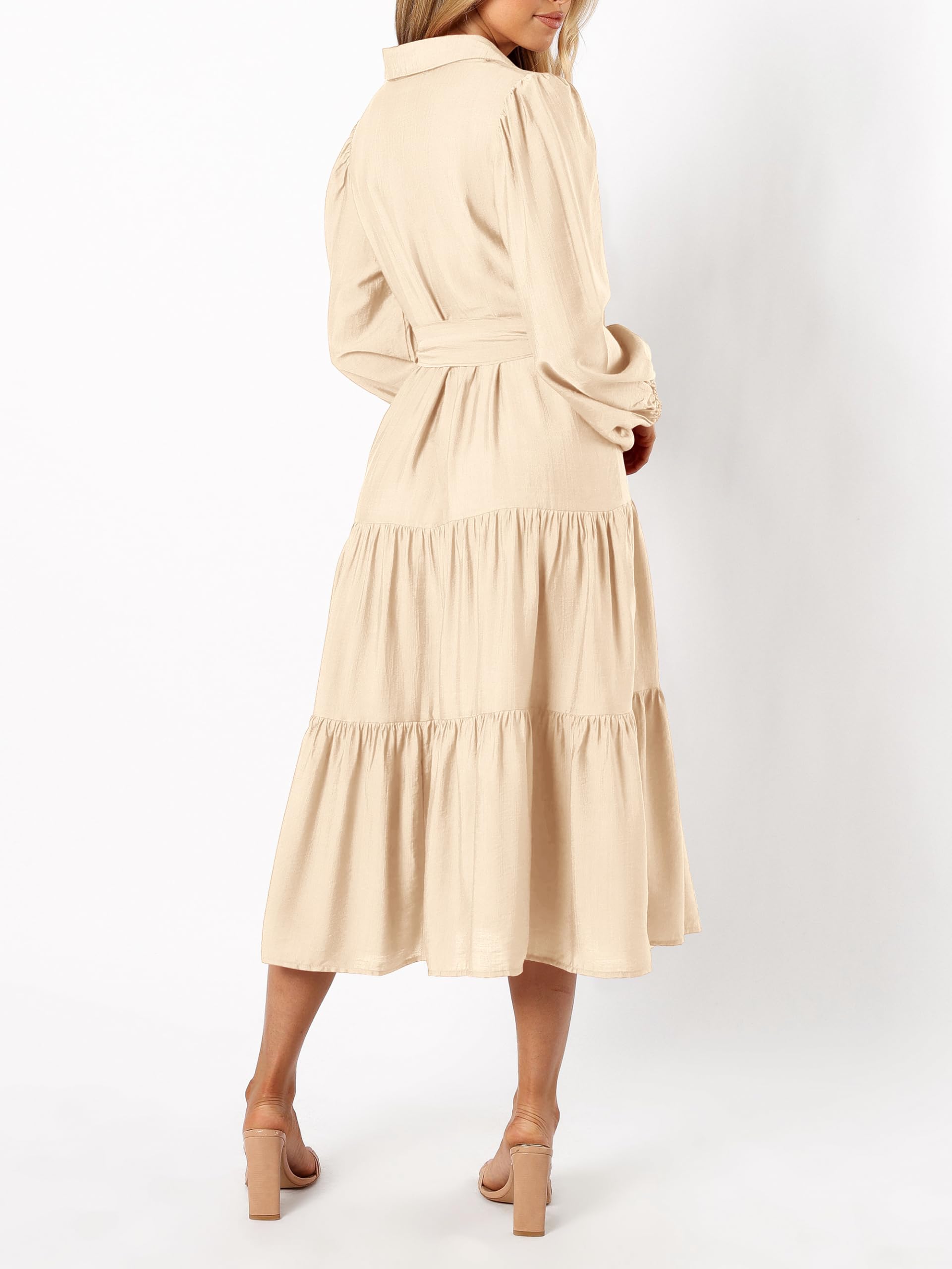 Foto 5 pulgar | Vestido Mascomoda Para Mujer, Manga Larga, Otoño 2024, Midi, Beige - Venta Internacional.