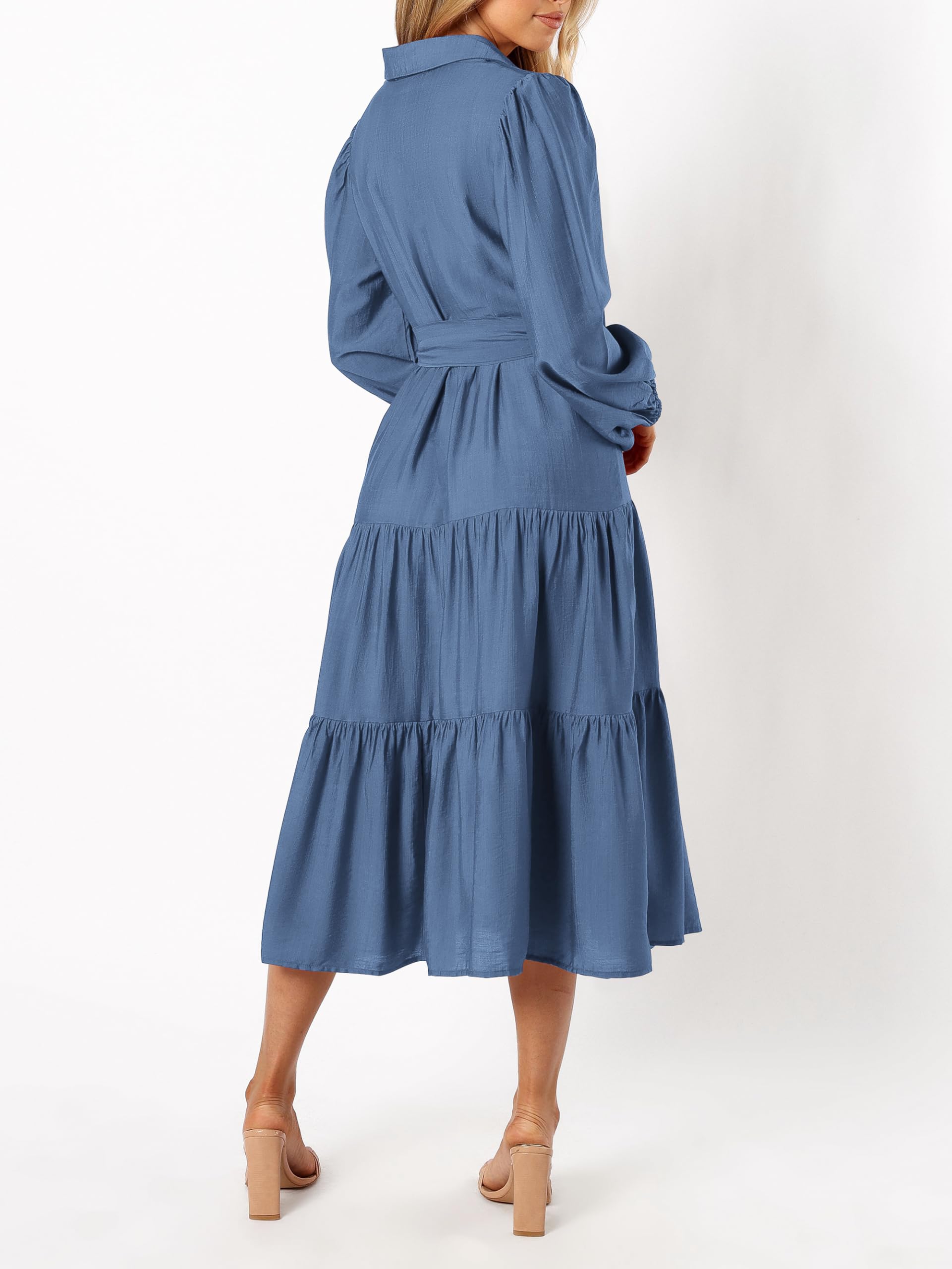 Foto 4 | Vestido Mascomoda Para Mujer, Otoño 2024, Manga Larga, Midi, Azul - Venta Internacional.