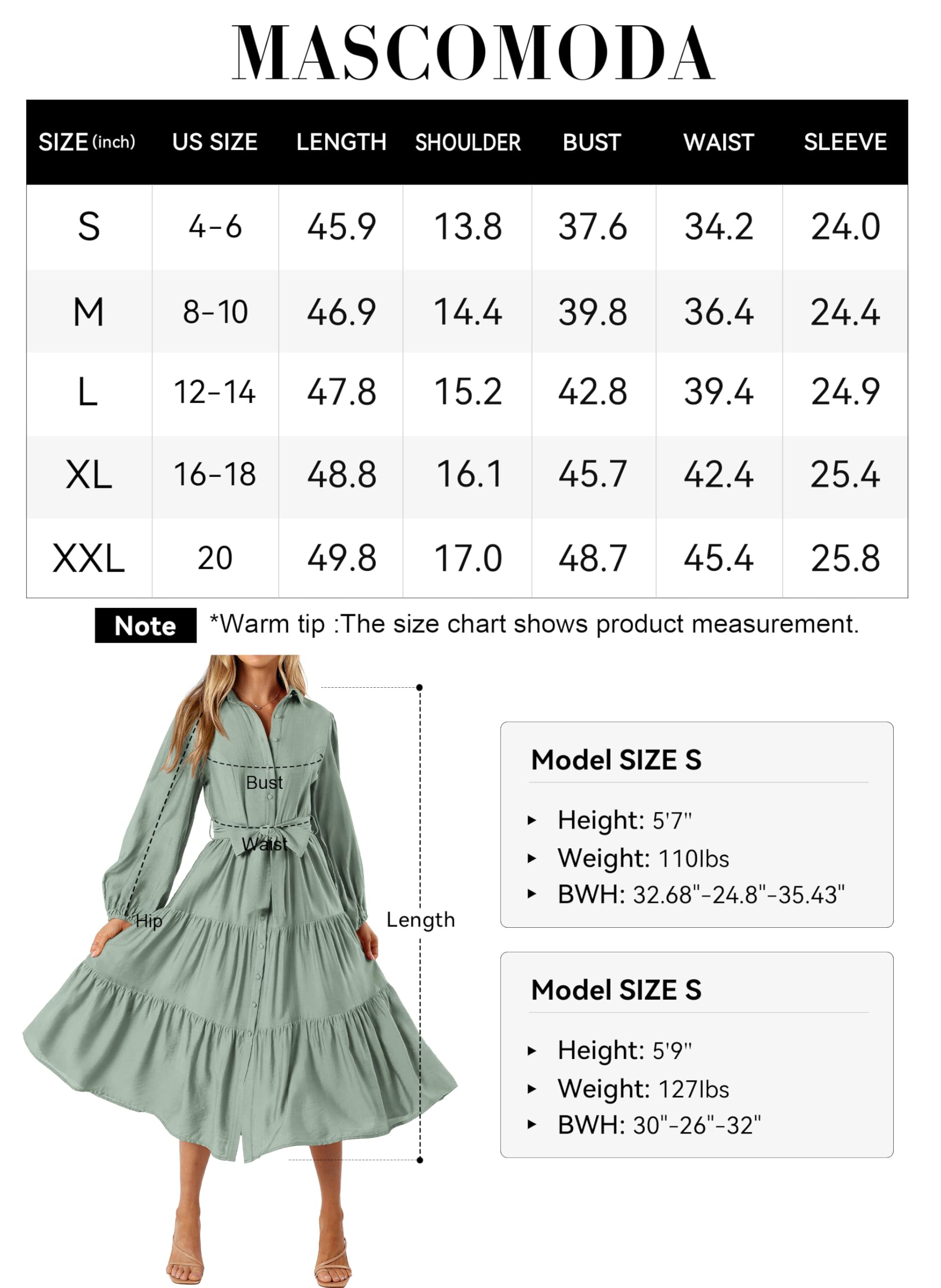 Foto 7 pulgar | Vestido Mascomoda Para Mujer, Manga Larga, Otoño 2024, Midi, Verde Alubia - Venta Internacional.
