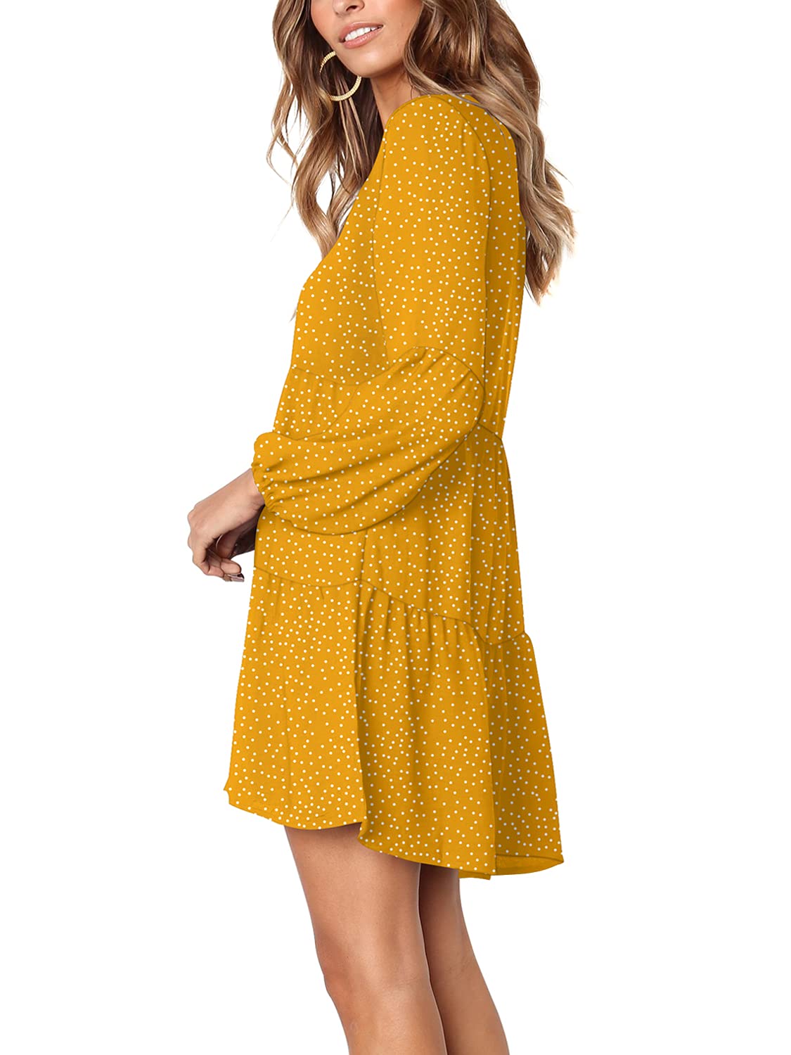Foto 3 pulgar | Vestido Túnica Amoretu Con Cuello En V Y Manga Linterna Casual Para Mujer - Venta Internacional.