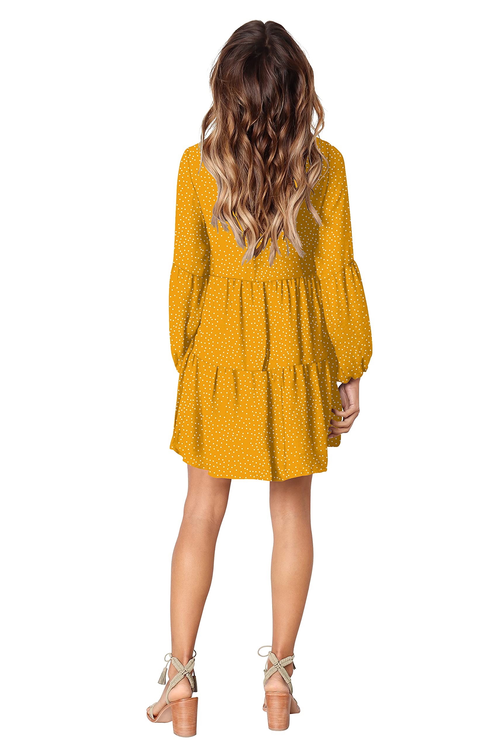Foto 4 pulgar | Vestido Túnica Amoretu Con Cuello En V Y Manga Linterna Casual Para Mujer - Venta Internacional.