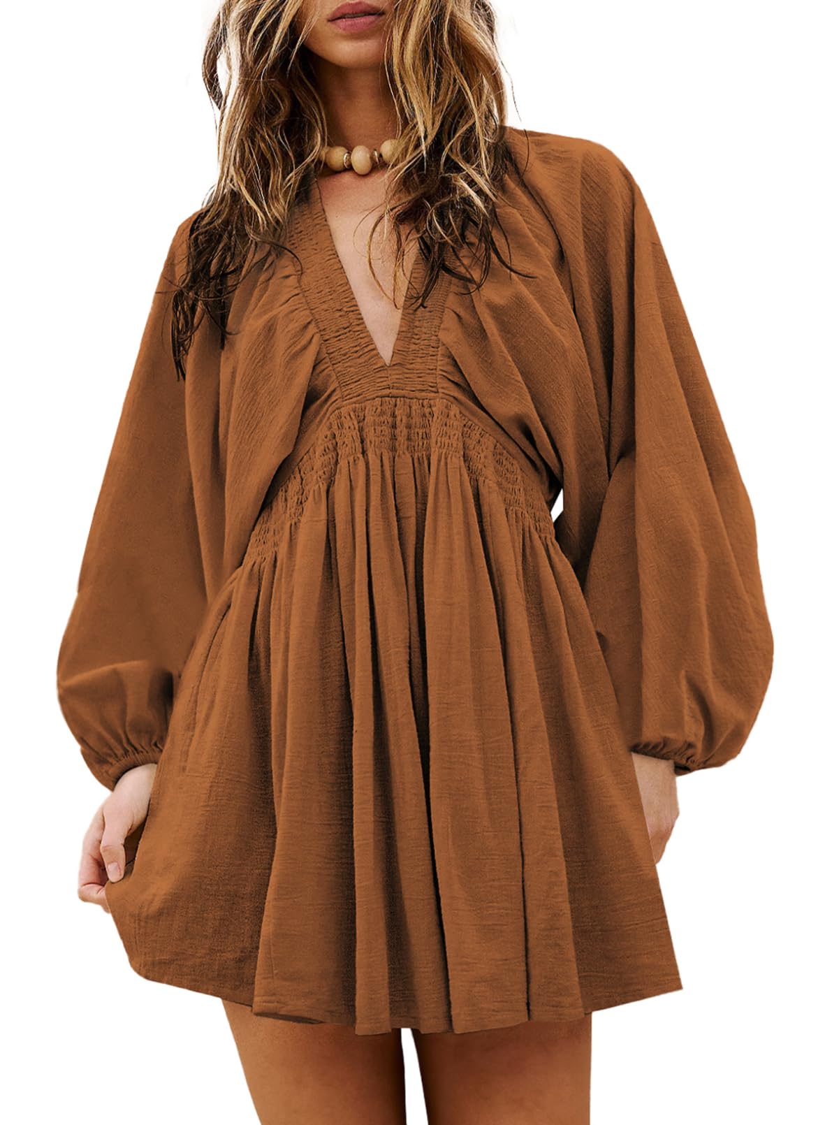 Foto 2 pulgar | Vestido Acelit Free People Otoño 2024 Casual Cuello En V Marrón L - Venta Internacional.