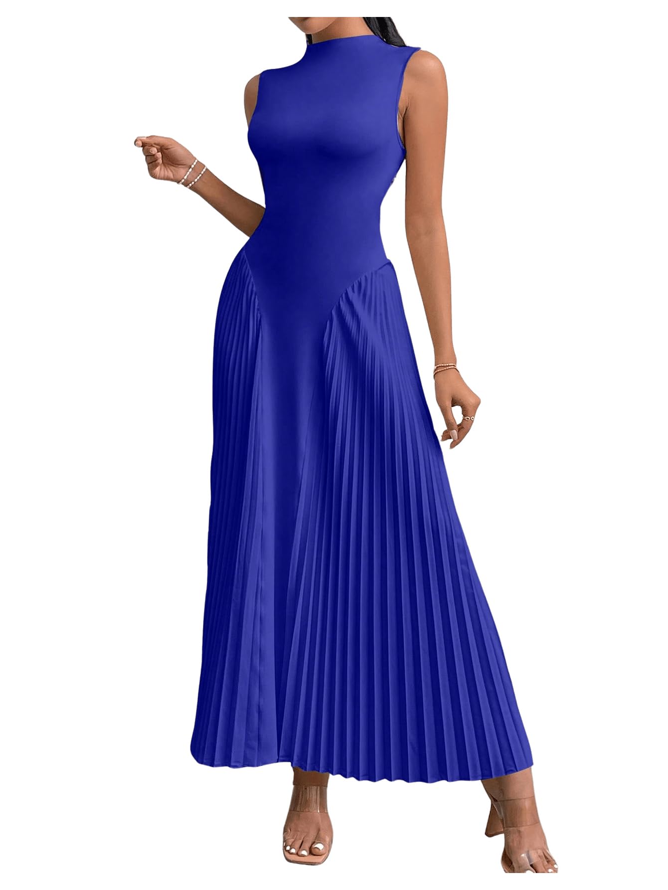 Foto 2 pulgar | Vestido Largo Soly Hux, Sin Mangas, Línea A, Fluido, Azul Real, Para Mujer - Venta Internacional.