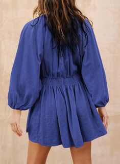 Foto 4 | Vestido Acelit Otoño 2024 Moda Manga Larga Cuello En V Azul M - Venta Internacional.