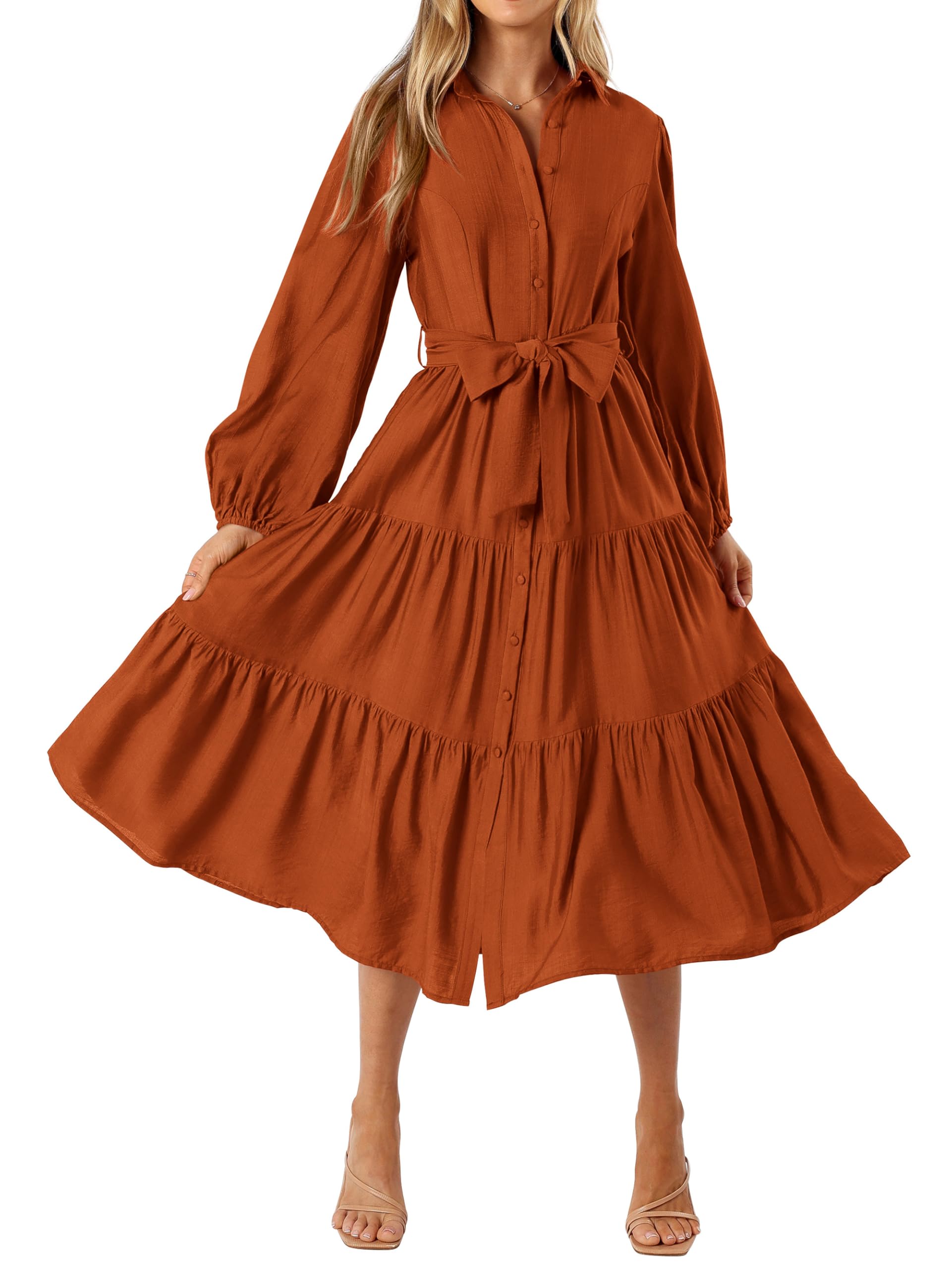 Foto 2 pulgar | Vestido Mascomoda 2024 De Manga Larga A Media Pierna Con Cuello En V Para Mujer - Venta Internacional.
