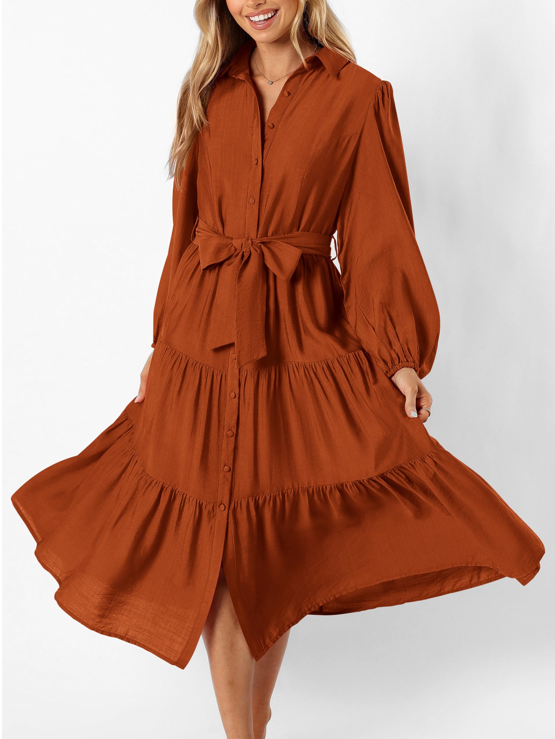 Foto 2 | Vestido Mascomoda 2024 De Manga Larga A Media Pierna Con Cuello En V Para Mujer - Venta Internacional.