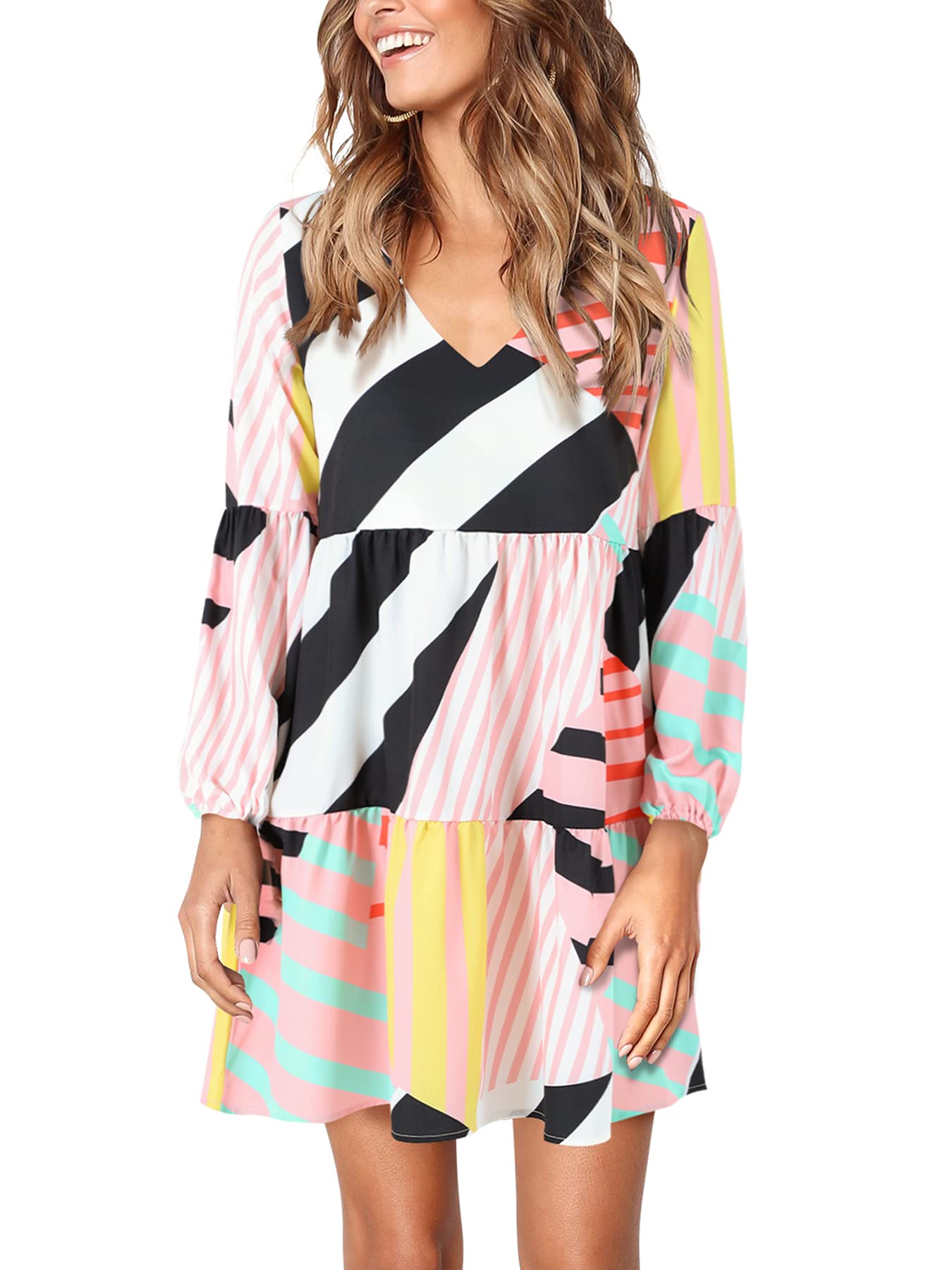 Foto 2 pulgar | Vestido Midi Amoretu A Cuadros Con Cuello En V Y Cuello En V Para Mujer - Venta Internacional.