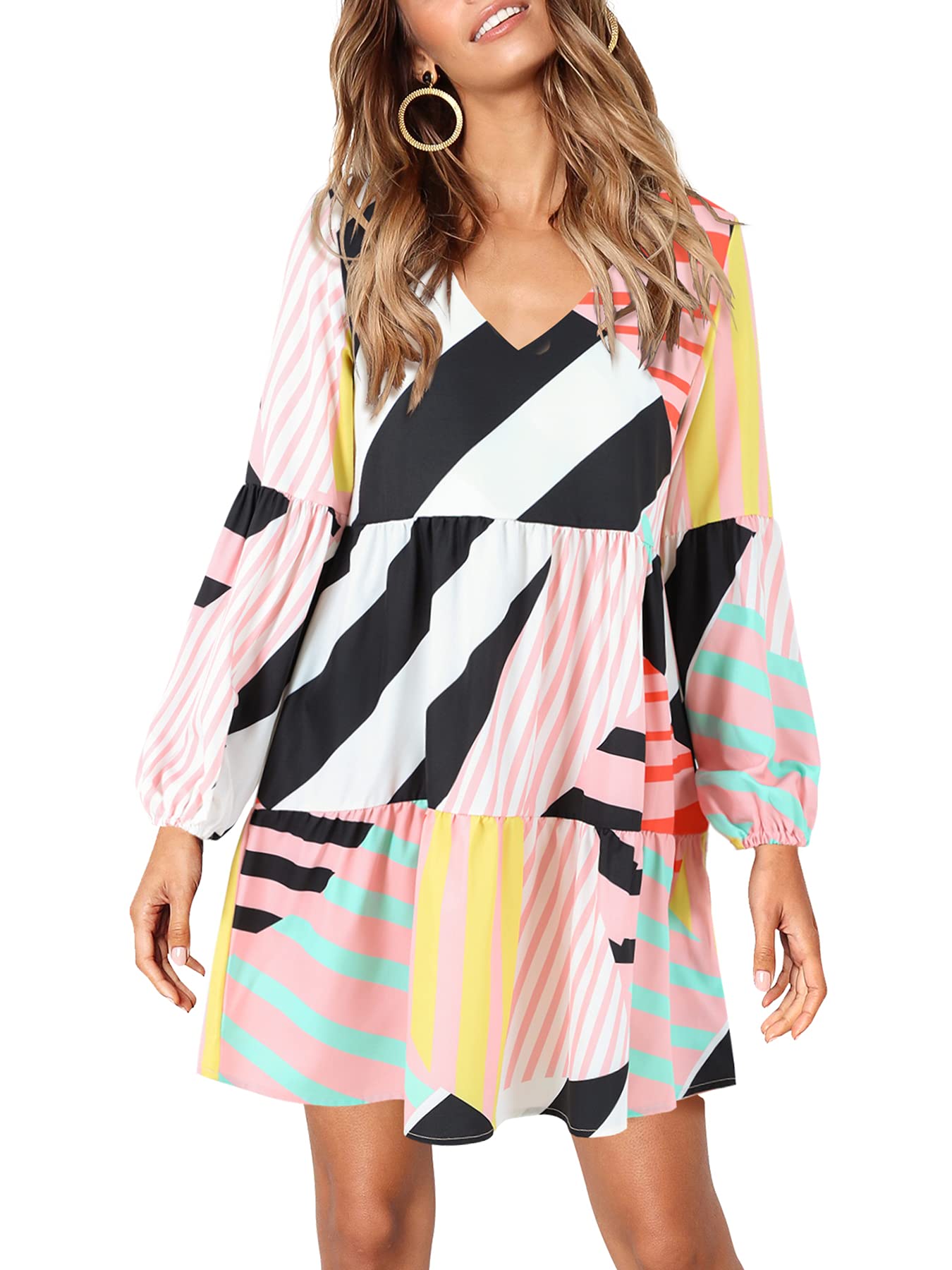 Foto 3 pulgar | Vestido Midi Amoretu A Cuadros Con Cuello En V Y Cuello En V Para Mujer - Venta Internacional.