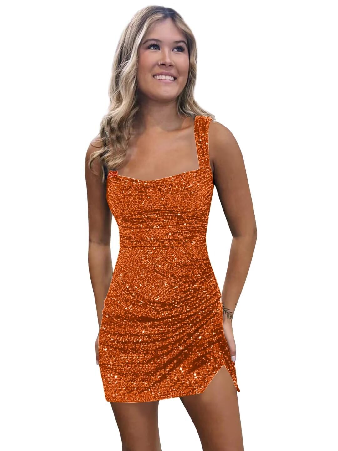 Foto 2 pulgar | Vestido De Regreso A Casa Con Lentejuelas Bolensye Naranja Talla 12 Para Mujer - Venta Internacional.