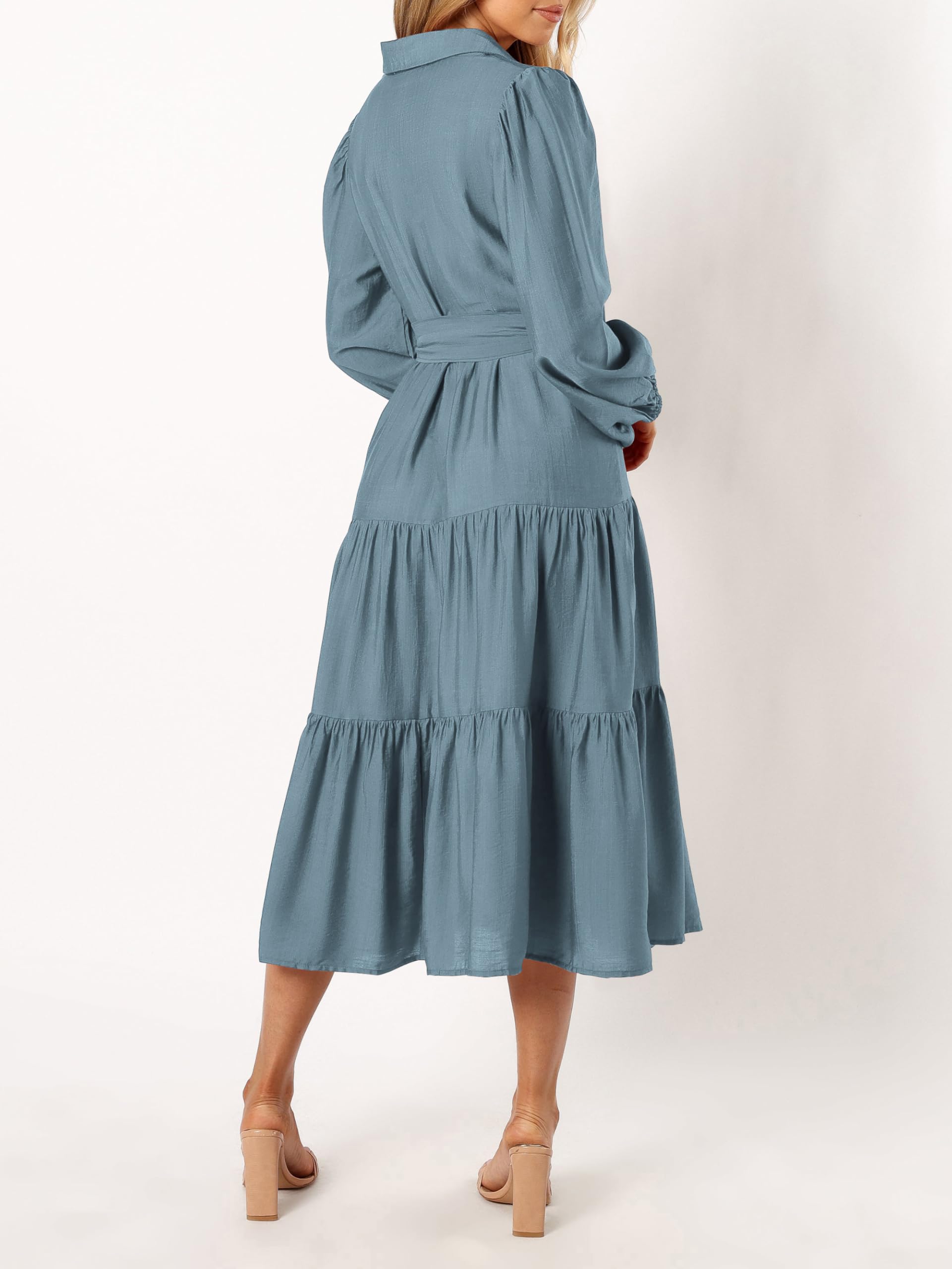 Foto 5 pulgar | Vestido Mascomoda Para Mujer, Otoño 2024, Manga Larga, Midi, Gris Y Azul - Venta Internacional.