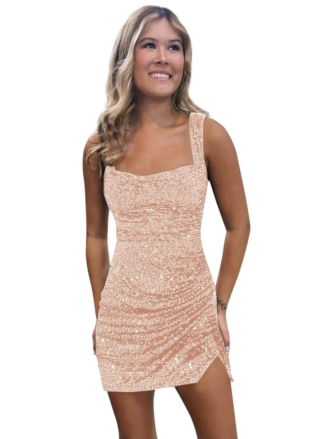 Foto 2 pulgar | Vestido De Regreso A Casa Bolensye 2024 Con Lentejuelas En Oro Rosa Talla 14 Para Mujer - Venta Internacional.