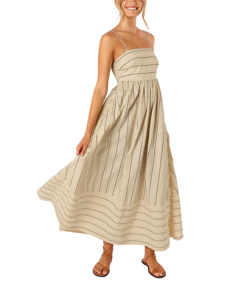 Foto 1 | Vestido Largo Chouyatou Para Mujer, Con La Espalda Fruncida, Color Albaricoque - Venta Internacional.