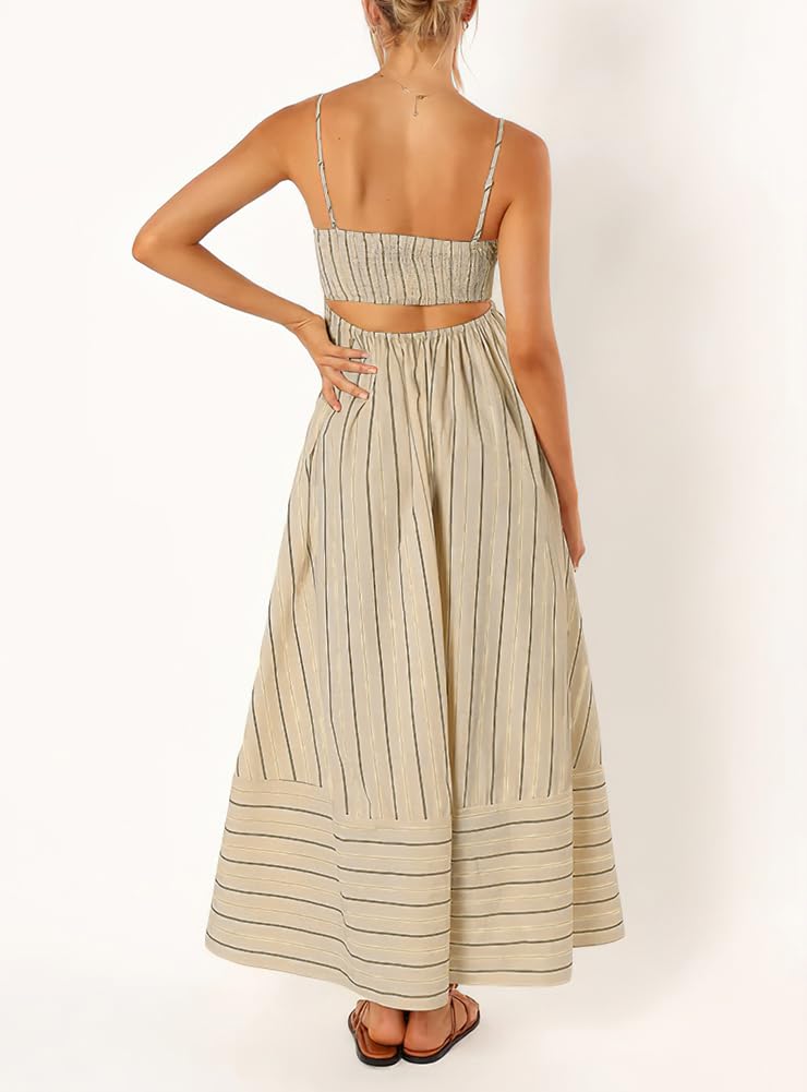 Foto 2 | Vestido Largo Chouyatou Para Mujer, Con La Espalda Fruncida, Color Albaricoque - Venta Internacional.