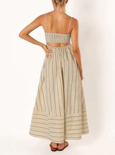 Foto 2 | Vestido Largo Chouyatou Para Mujer, Con La Espalda Fruncida, Color Albaricoque - Venta Internacional.