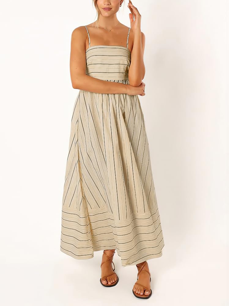 Foto 4 pulgar | Vestido Largo Chouyatou Para Mujer, Con La Espalda Fruncida, Color Albaricoque - Venta Internacional.