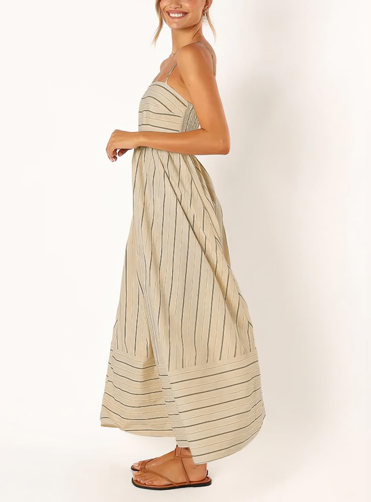 Foto 5 pulgar | Vestido Largo Chouyatou Para Mujer, Con La Espalda Fruncida, Color Albaricoque - Venta Internacional.