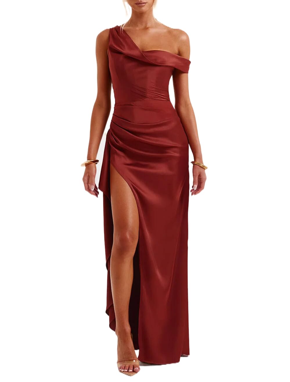 Foto 2 pulgar | Vestido Largo De Fiesta Lphirkut Con Diseño De Sirena Satinado Oxidado Para Mujer - Venta Internacional.