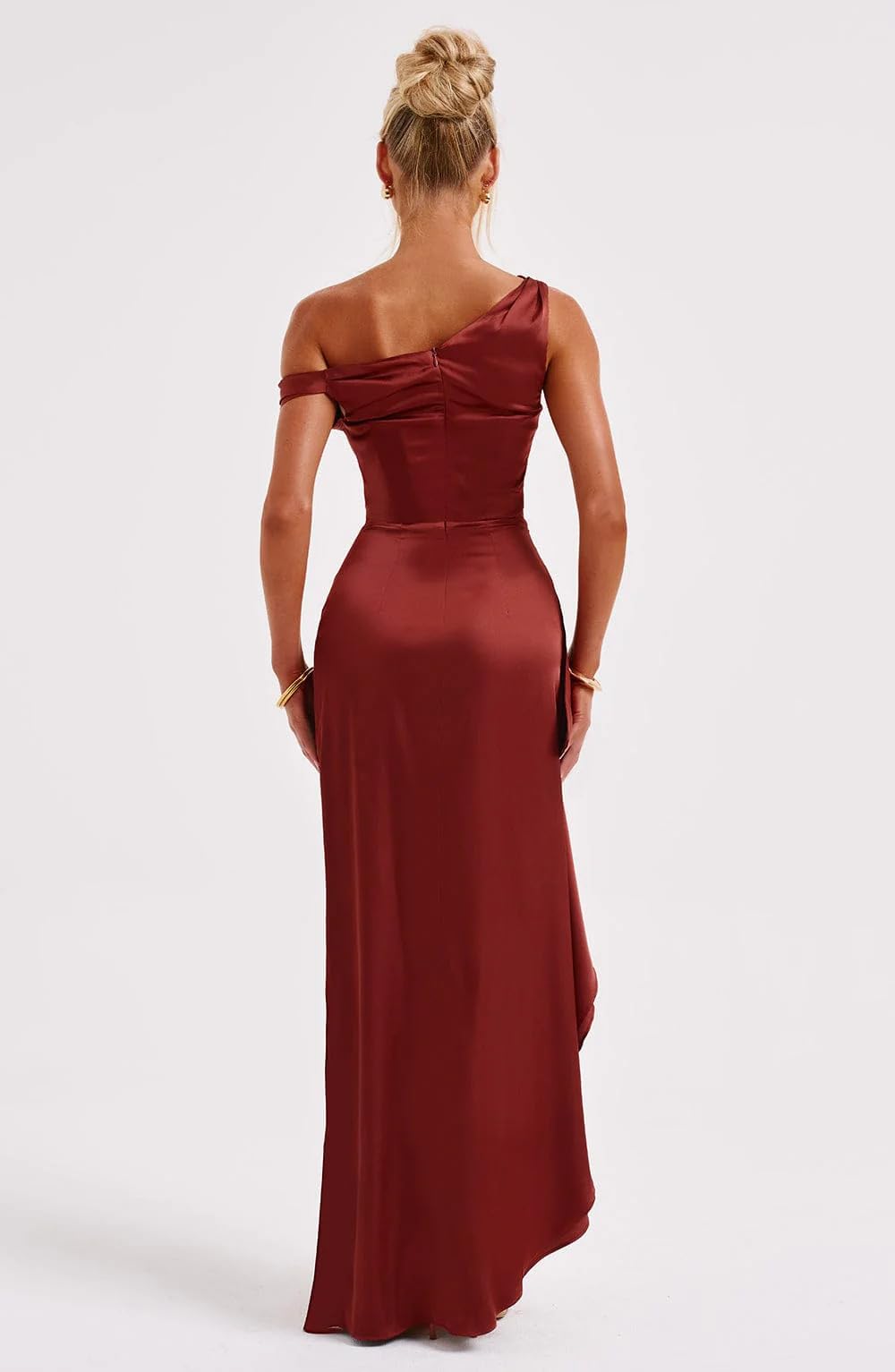 Foto 5 pulgar | Vestido Largo De Fiesta Lphirkut Con Diseño De Sirena Satinado Oxidado Para Mujer - Venta Internacional.