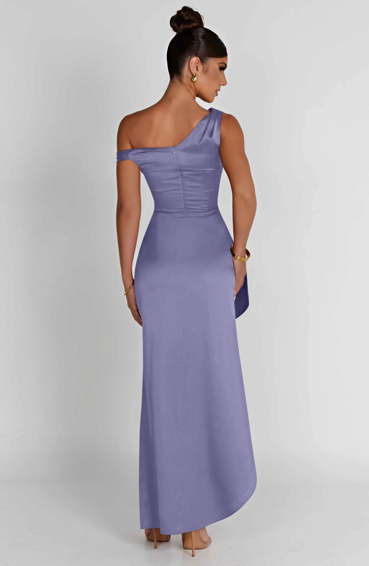 Foto 4 | Vestido De Fiesta Largo De Satén Con Estampado De Lphirkut Para Dama De Honor, Glicina - Venta Internacional.