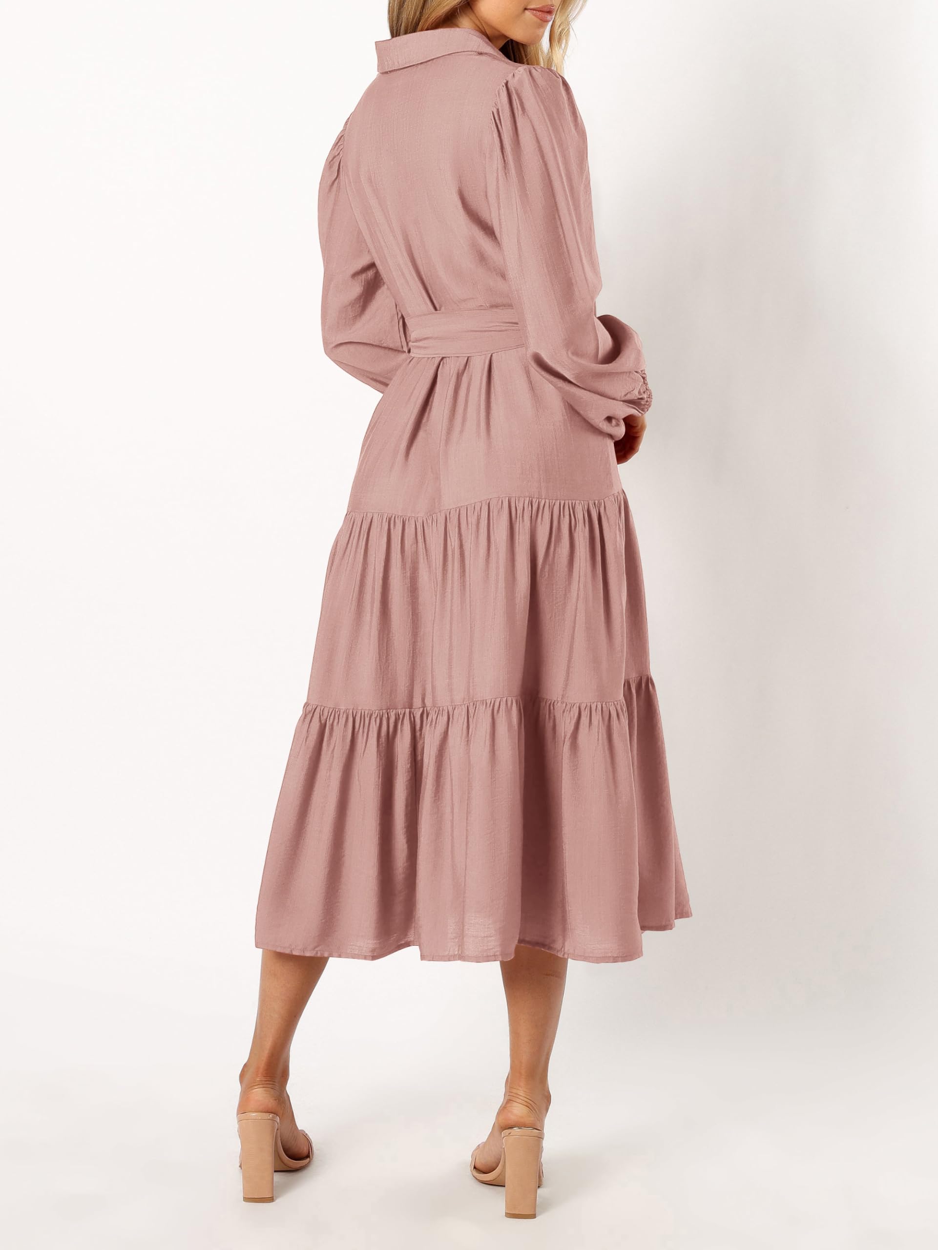 Foto 5 pulgar | Vestido Mascomoda Para Mujer, Otoño 2024, Manga Larga, Midi, Rosa - Venta Internacional.
