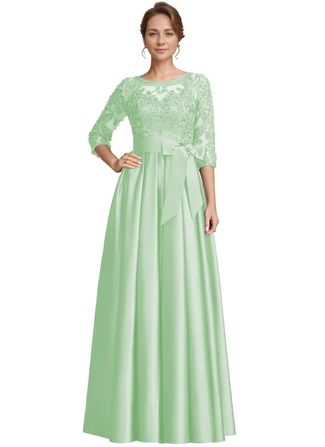 Foto 2 pulgar | Vestido Raomiao Satin Mother Of The Bride Wedding Mint 14 - Venta Internacional.