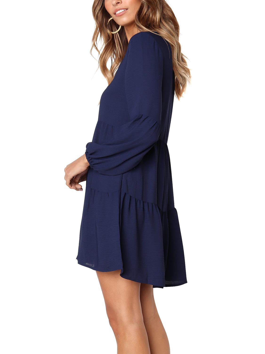 Foto 5 pulgar | Vestido Casual Tipo Túnica Amoretu Con Cuello En V, Holgado, Azul Marino Para Mujer - Venta Internacional.