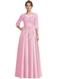 Vestido Raomiao Para Madre Del Novio Con Apliques De Encaje Satinado Rosa - Venta Internacional.
