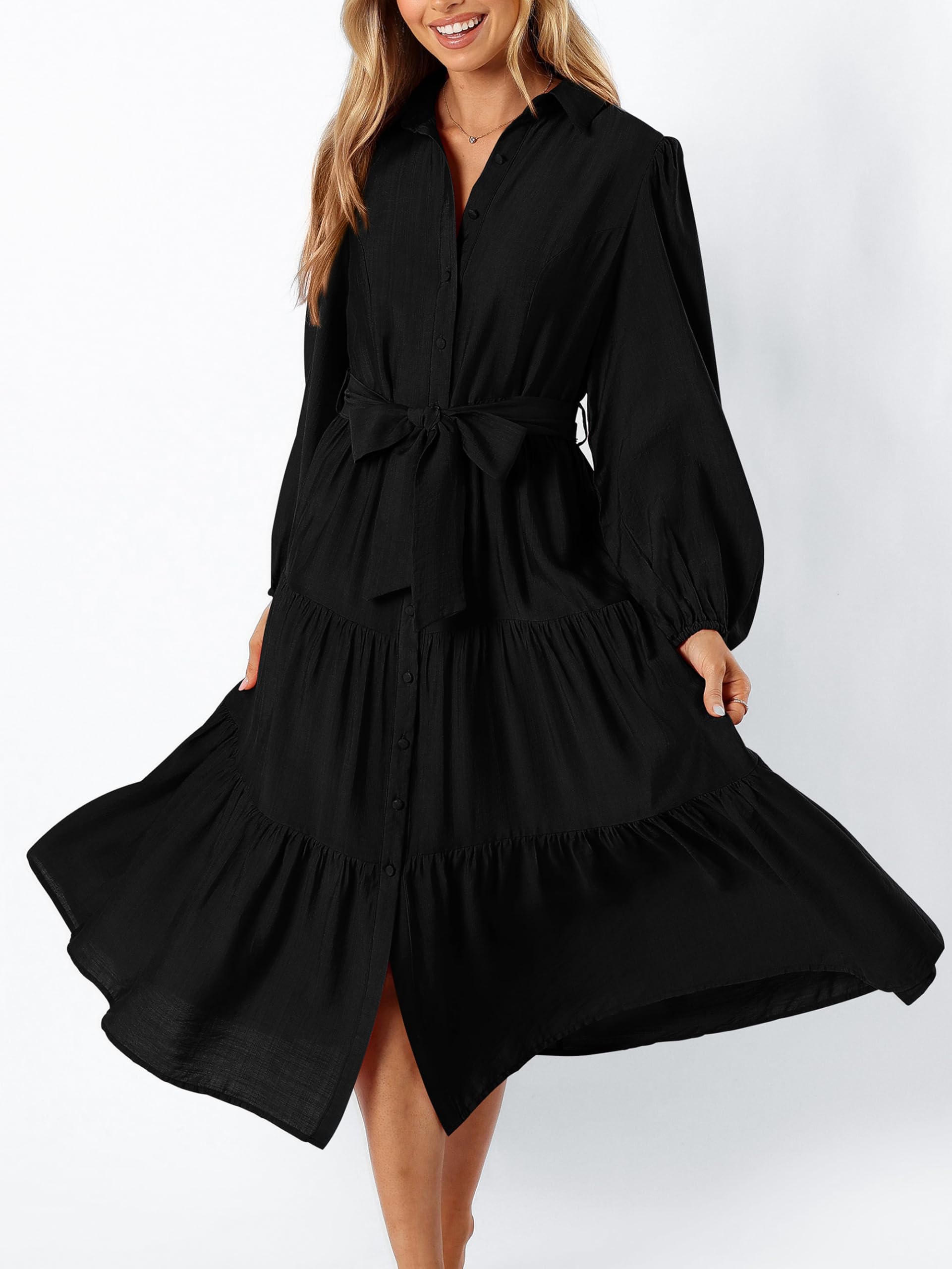 Foto 3 pulgar | Vestido Mascomoda Para Mujer De Otoño De 2024, Manga Larga, Midi, Negro - Venta Internacional.