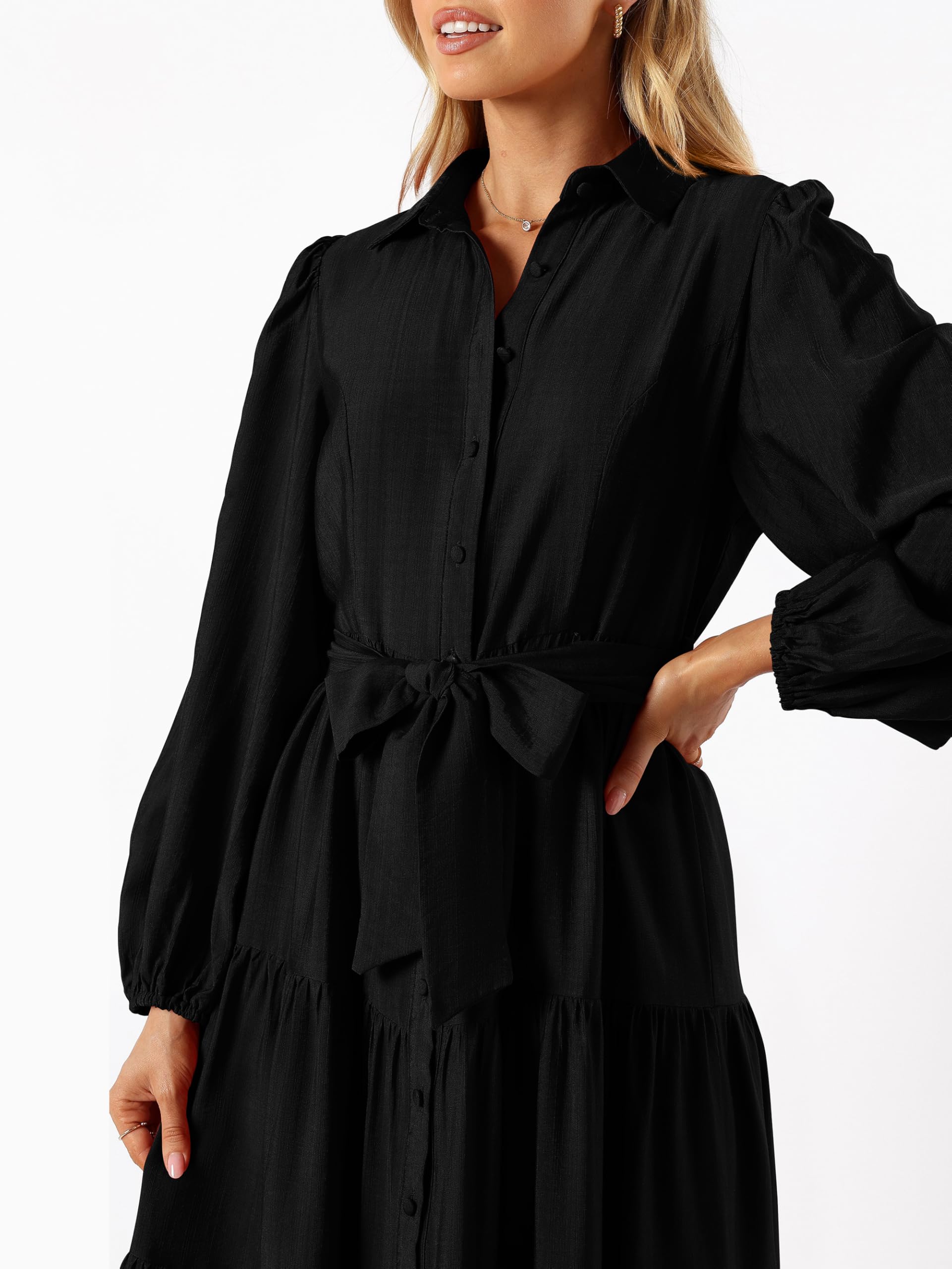 Foto 6 pulgar | Vestido Mascomoda Para Mujer De Otoño De 2024, Manga Larga, Midi, Negro - Venta Internacional.