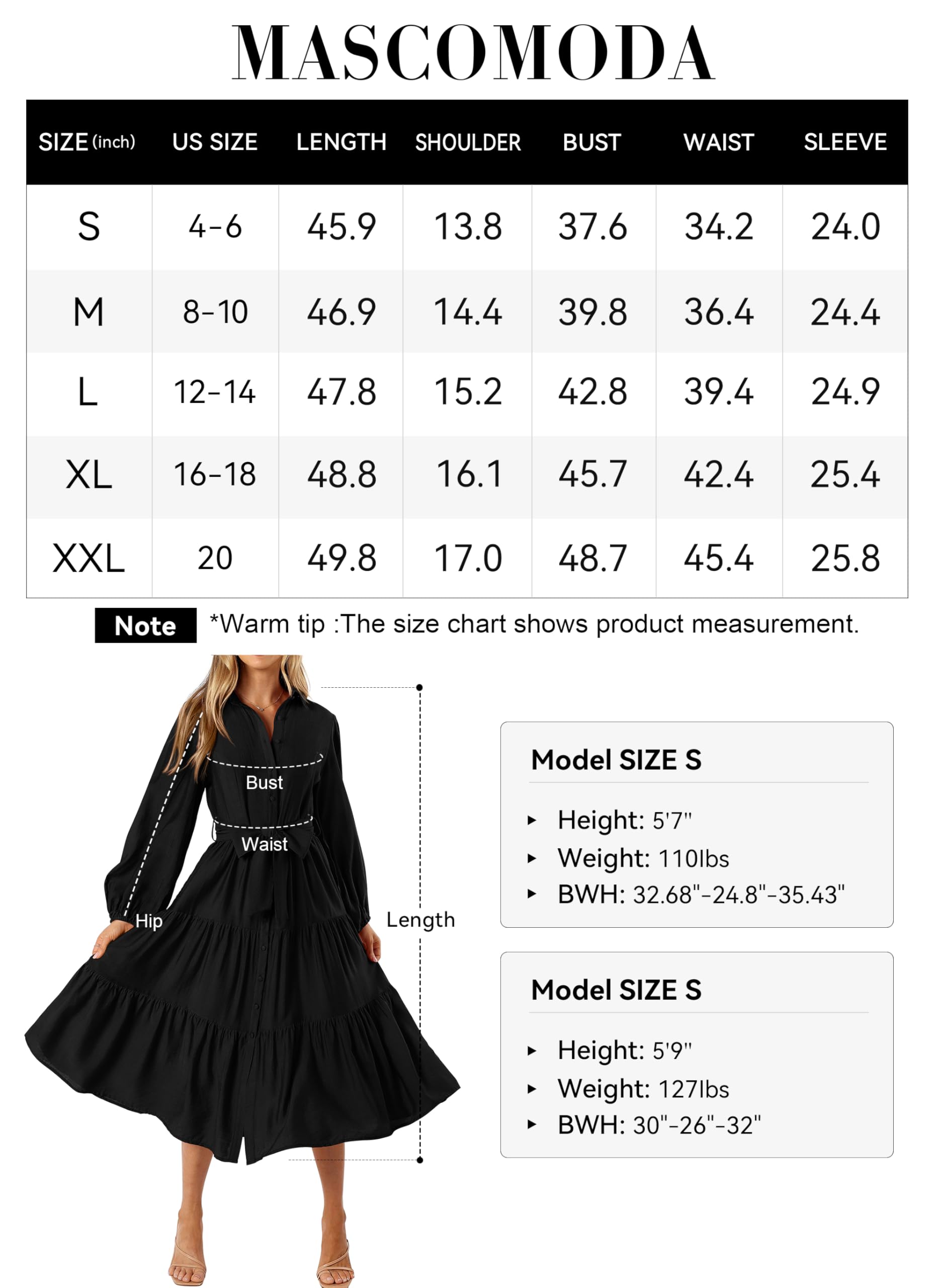 Foto 7 pulgar | Vestido Mascomoda Para Mujer De Otoño De 2024, Manga Larga, Midi, Negro - Venta Internacional.