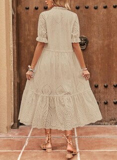 Foto 2 | Vestido Chouyatou Para Mujer, Estilo Bohemio, Bordado Y Ojales, De Verano - Venta Internacional.
