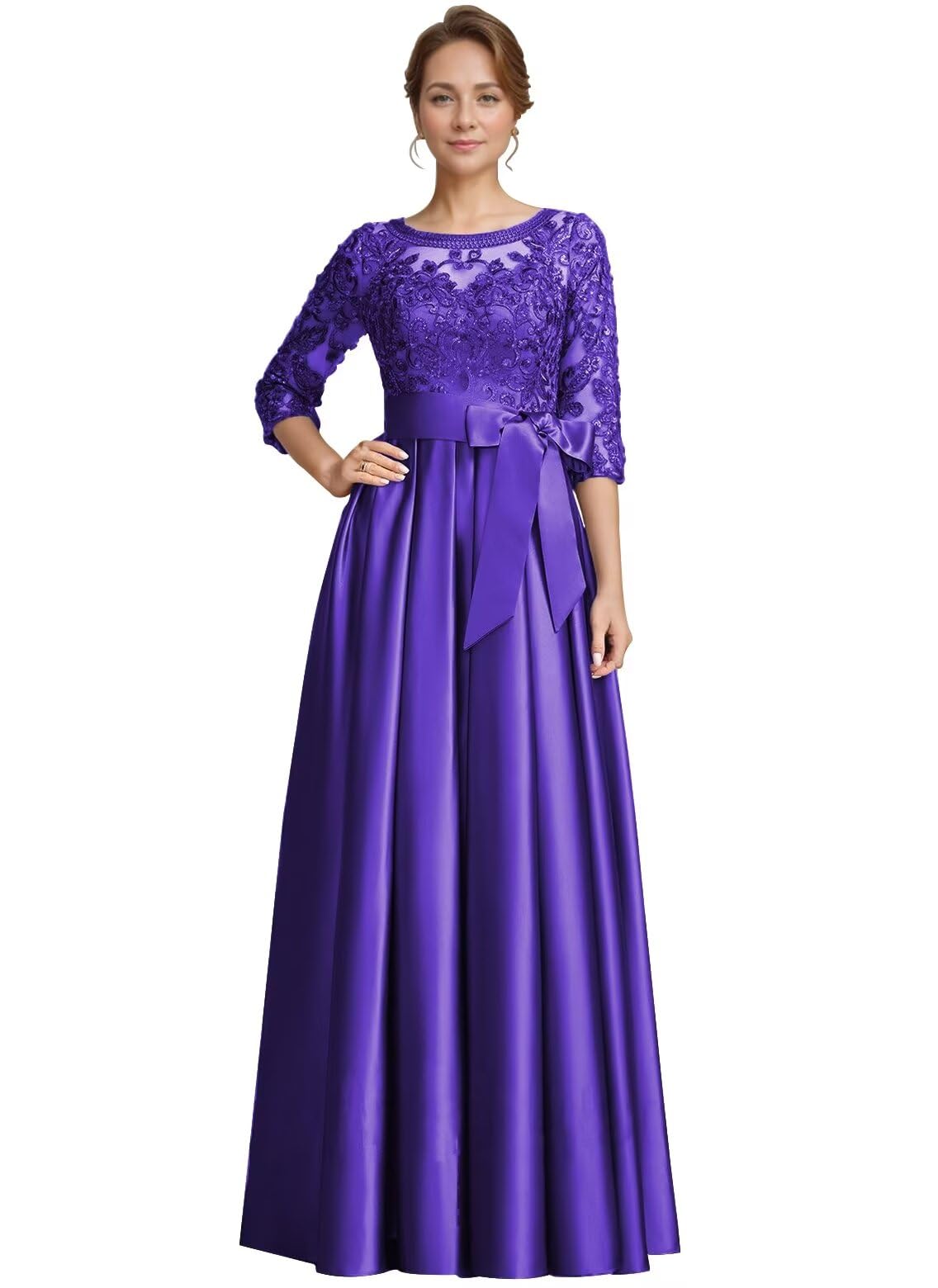 Foto 2 pulgar | Vestido Raomiao Satin Mother Of The Bride Wedding Purple 14 - Venta Internacional.