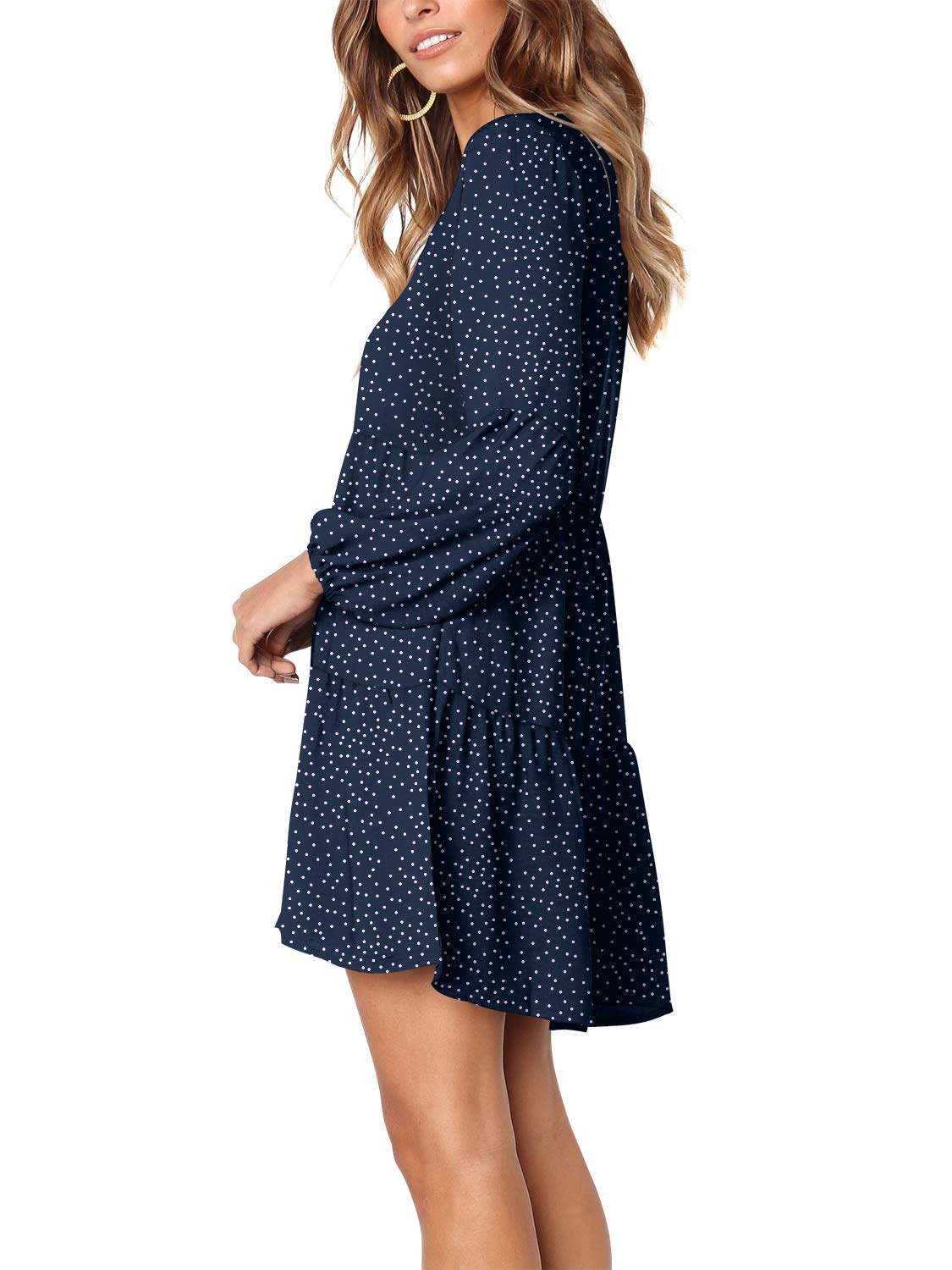 Foto 3 pulgar | Vestido Túnica Amoretu Con Cuello En V Y Lunares Holgado, Azul Marino, Para Mujer - Venta Internacional.