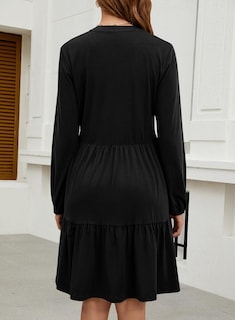 Foto 5 | Vestido Qacohu Para Mujer, Casual, Túnica, Primavera 2025, Cuello En V, Negro, Talla M - Venta Internacional.