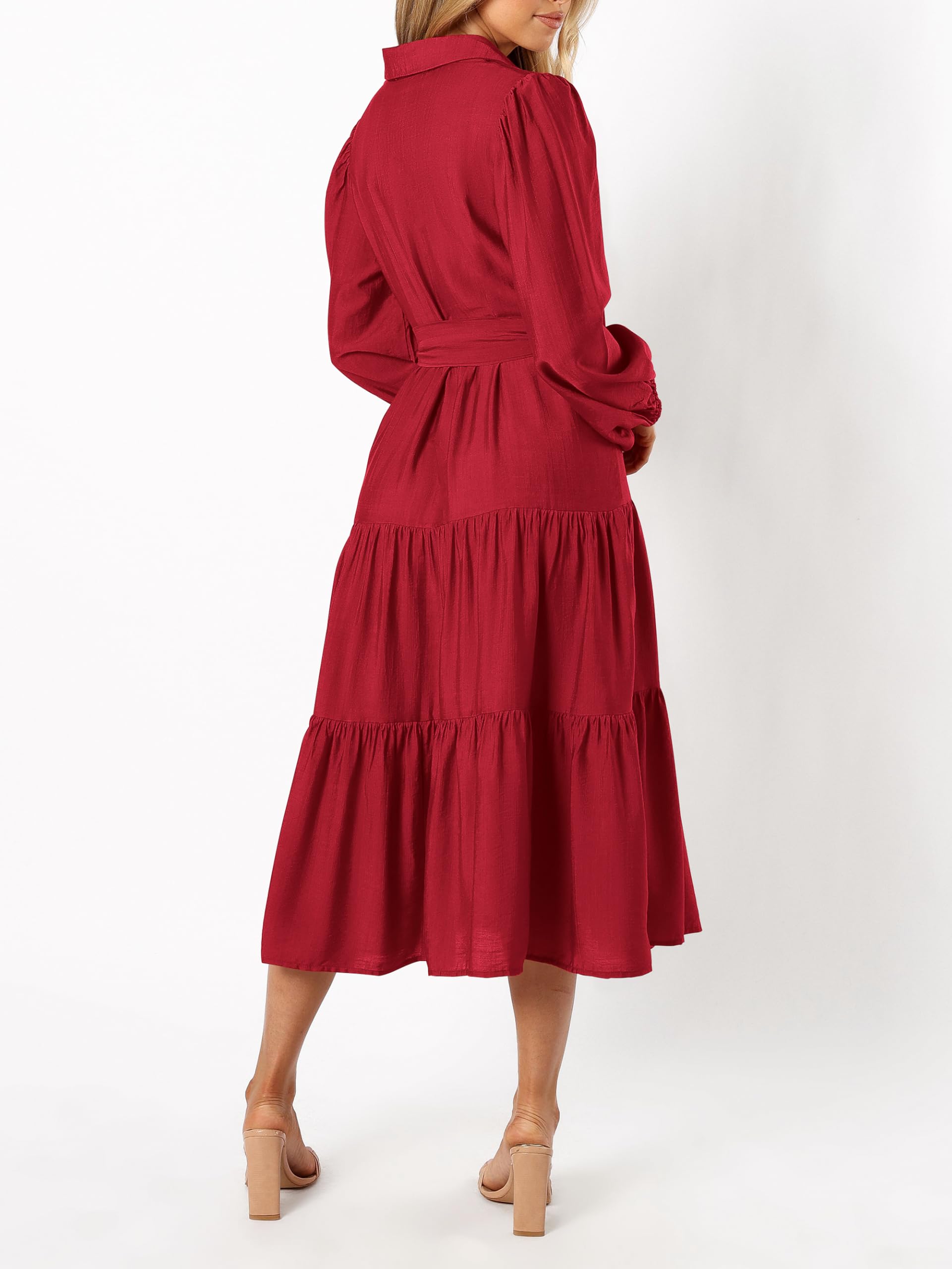 Foto 4 | Vestido Mascomoda Para Mujer, Manga Larga, Otoño 2024, Midi, Rojo - Venta Internacional.