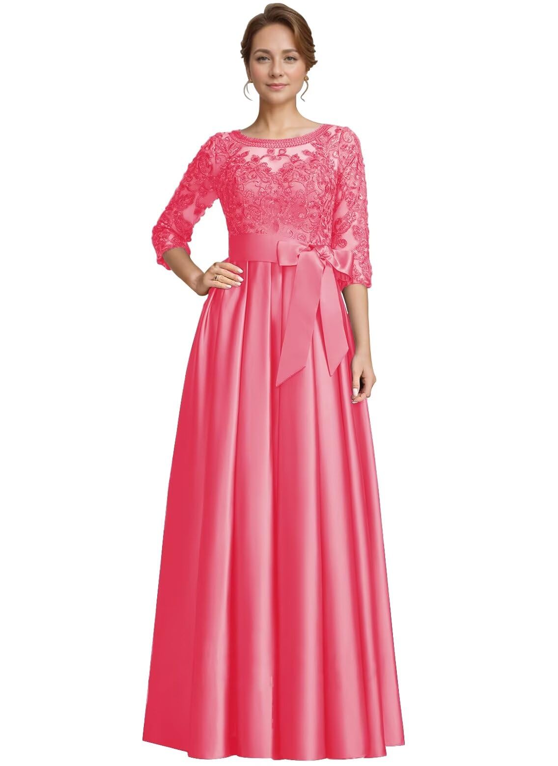 Foto 1 | Vestido Raomiao De Encaje Satinado Para Madre Del Novio, Sandía 16 - Venta Internacional.