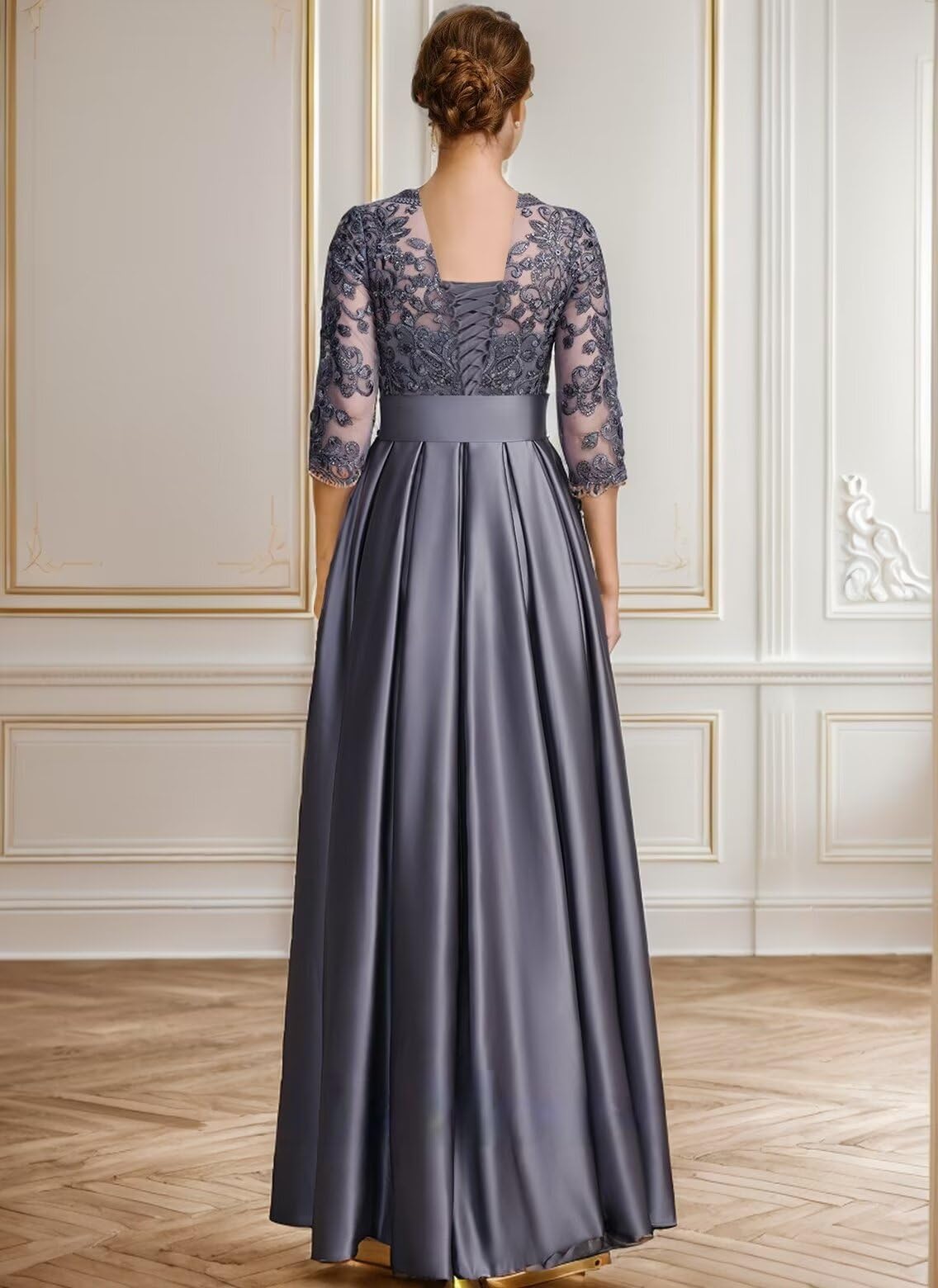 Foto 5 pulgar | Vestido Raomiao De Encaje Satinado Para Madre Del Novio, Sandía 16 - Venta Internacional.
