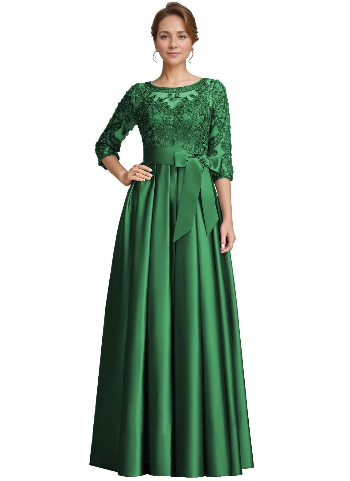 Foto 2 pulgar | Vestido Raomiao De Encaje Satinado Para Madre Del Novio, Verde, Talla 8 - Venta Internacional.