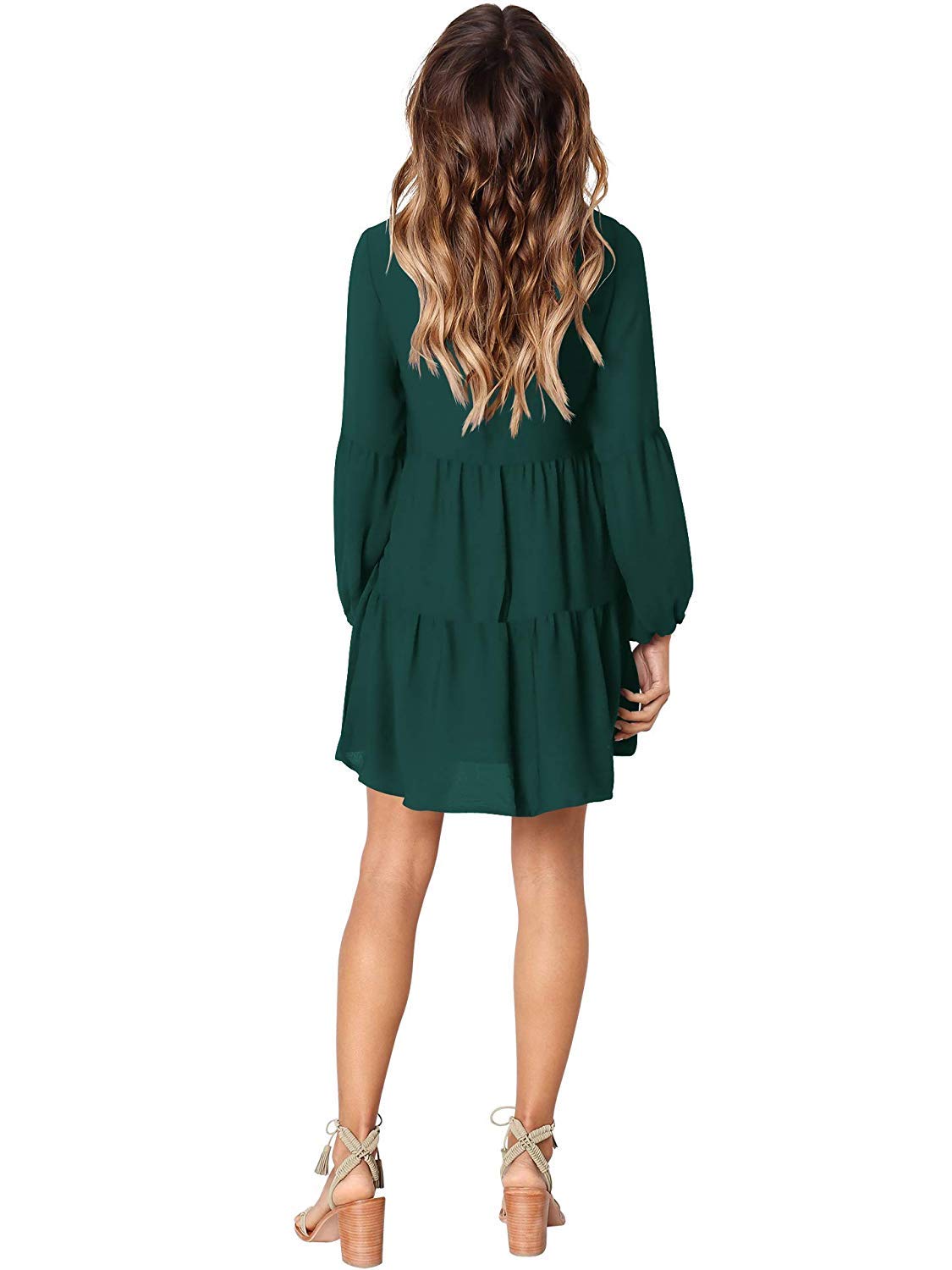 Foto 6 pulgar | Vestido Túnica Amoretu Con Cuello En V, Color Verde, Para Mujer - Venta Internacional.